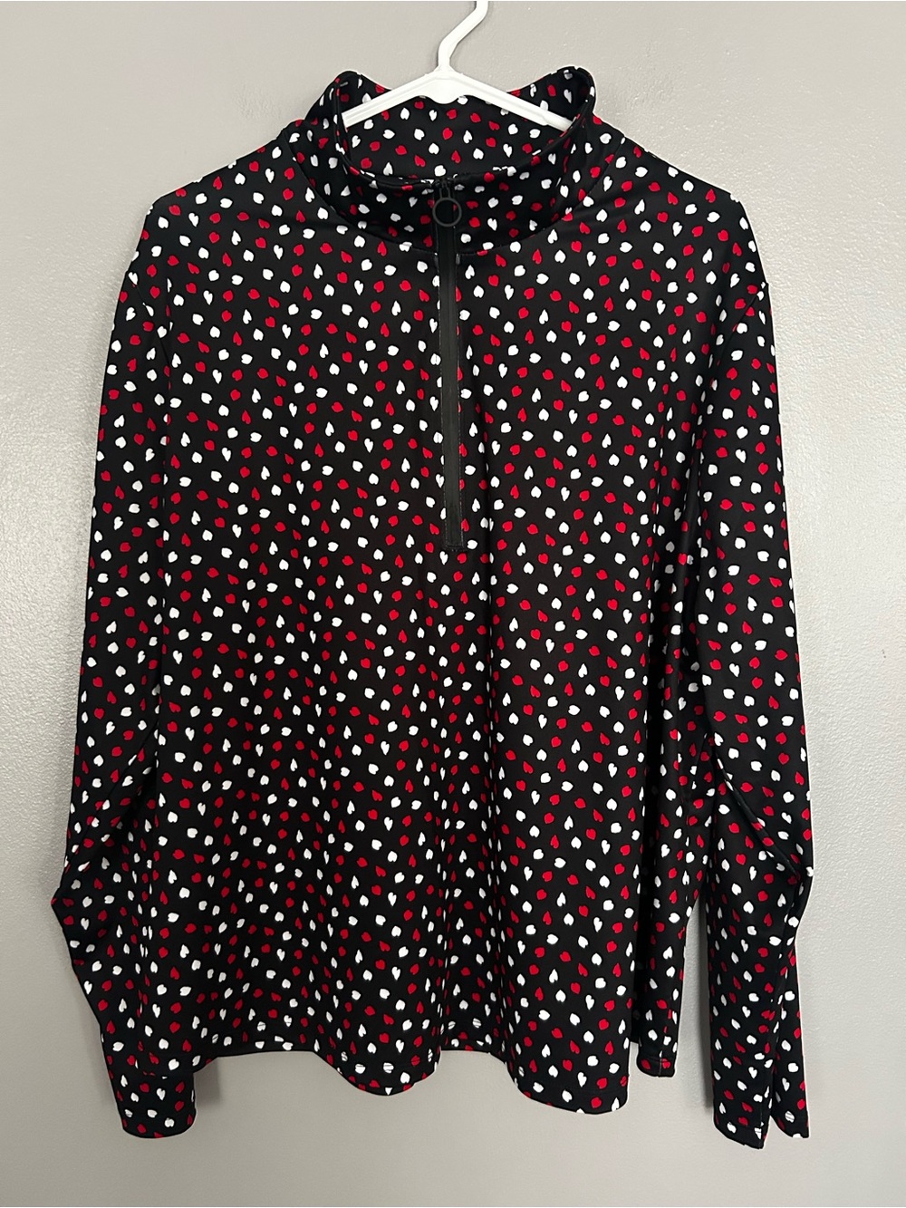 Chico's Heart Print Quarter-Zip Pullover Golf Top Size 4 (US XL)